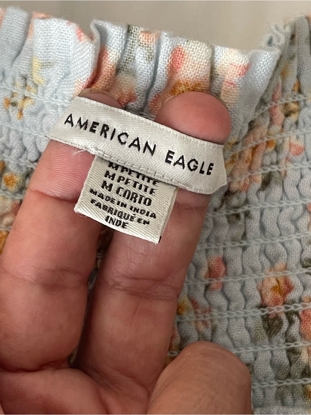 American Eagle Picnic Pretty Puff-Sleeve Dress. Floral Smocked linen blend - Picture 6 of 12